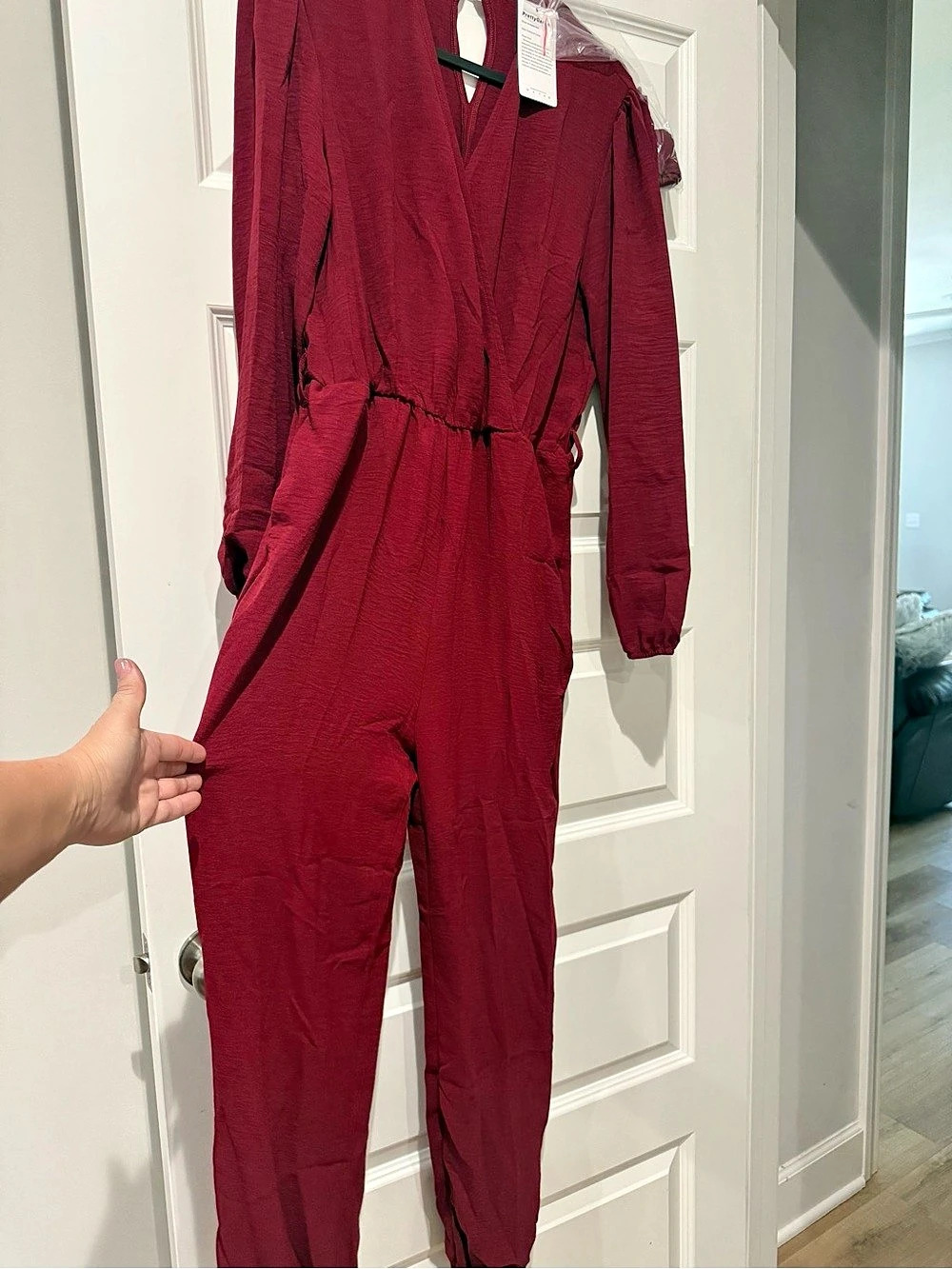 PrettyGarden Long Sleeve Jumpsuit in Red Size Large NWT